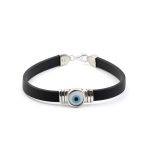 Evil Eye Rubber Bracelet - 925 Sterling Silver