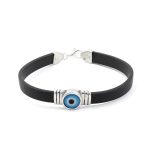 Evil Eye Rubber Bracelet - 925 Sterling Silver - Image 3