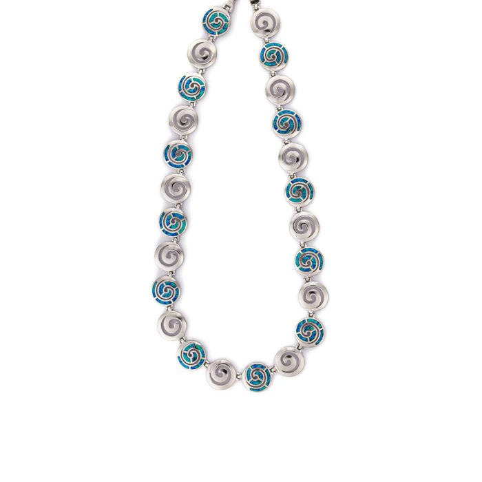 Spiral Necklace - Blue Opal 925 Sterling Silver - Image 1