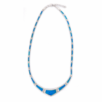 Meander Necklace - Sterling Silver and Blue Opal - Image 5