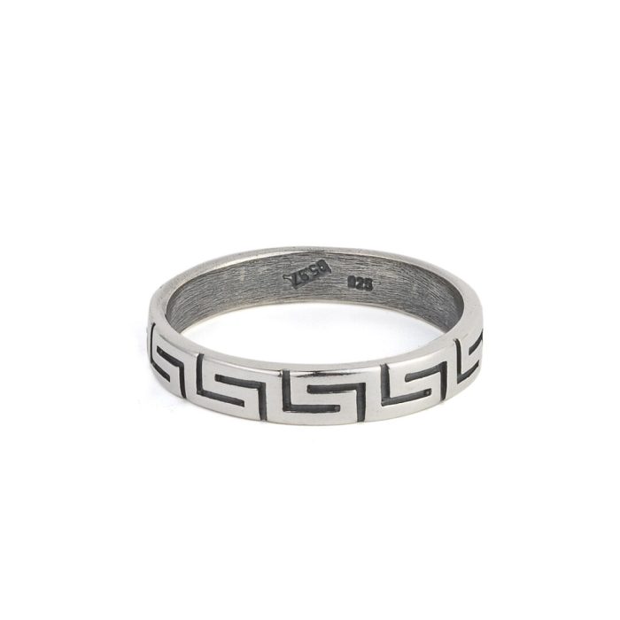 Meandros Greek Key Ring in Sterling Silver