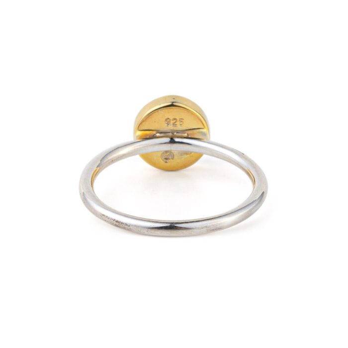 Round Pariba Gemstone Ring - 925 Sterling Silver and Gold Plated - Image 3