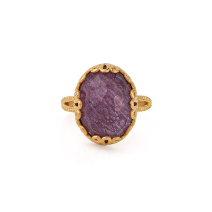 Δαχτυλίδι Οβάλ με Ruby – Ασήμι 925 Επιχρυσωμένο - Image 1