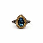 Βυζαντινό Δαχτυλίδι Σταγόνα με Aquamarine – Επιχρυσωμένο Ασήμι 925