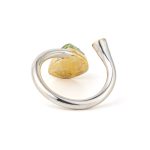 Adjustable Ring with Peridot - 925 Sterling Silver and Gold Plated - Image 3