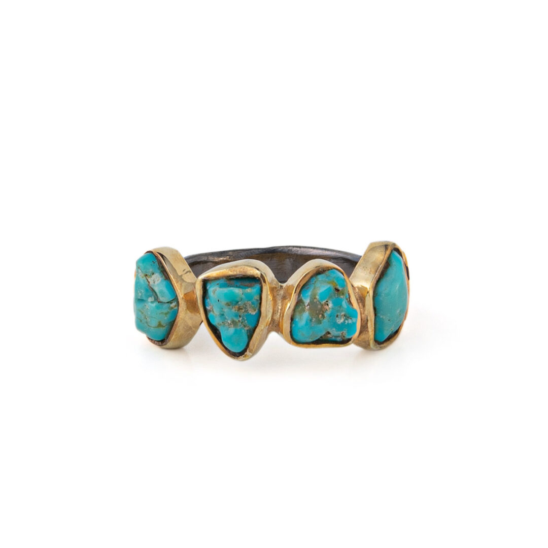 D3292t|EI-D--0021026-m|D3292b2|package-roots Dainty Turquoise Ring - 925 Sterling Silver and Gold Plated - Image 1