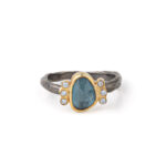 Δαχτυλίδι Blue Topaz και Zircon – Ασήμι 925 Επιχρυσωμένο