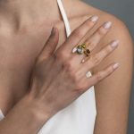 Multi-Stone Ring in 925 Silver & Gold Plating with Aquamarine, Peridot & Garnet - Image 2