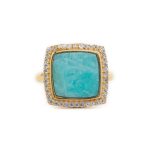 Sterling Silver Gold Plated Ring ~ Amazonite and Zircon