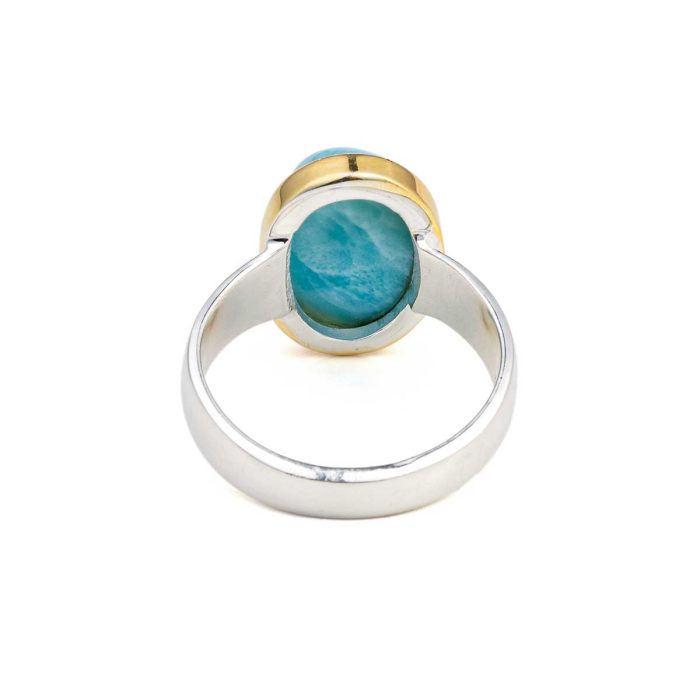 Οβάλ Δαχτυλίδι Larimar – Ασήμι 925 Επιχρυσωμένο - Image 3