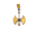 Minoan Double Axe Pendant - 14K Yellow Gold and Sterling Silver - Image 4