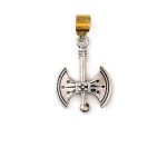 Minoan Double Axe Pendant - 14K Yellow Gold and Sterling Silver - Image 5