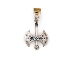 Minoan Double Axe Pendant - 14K Yellow Gold and Sterling Silver - Image 3