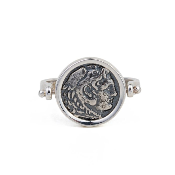 Hercules Swivel Flip Coin Ring – Sterling Silver - Image 1