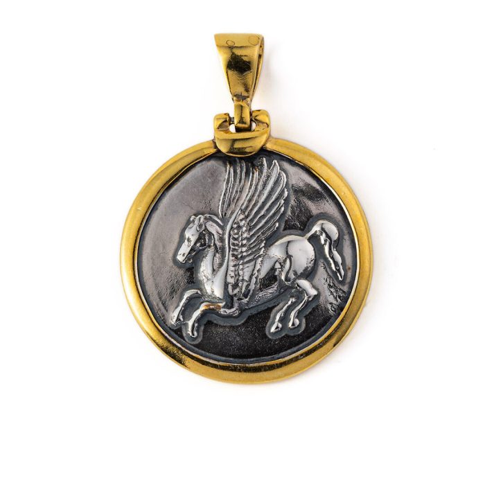 Pegasus Pendant - 925 Sterling Silver Gold Plated - Image 1