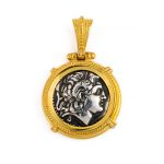 Gold Plated Silver Coin Pendant - Alexander the Great