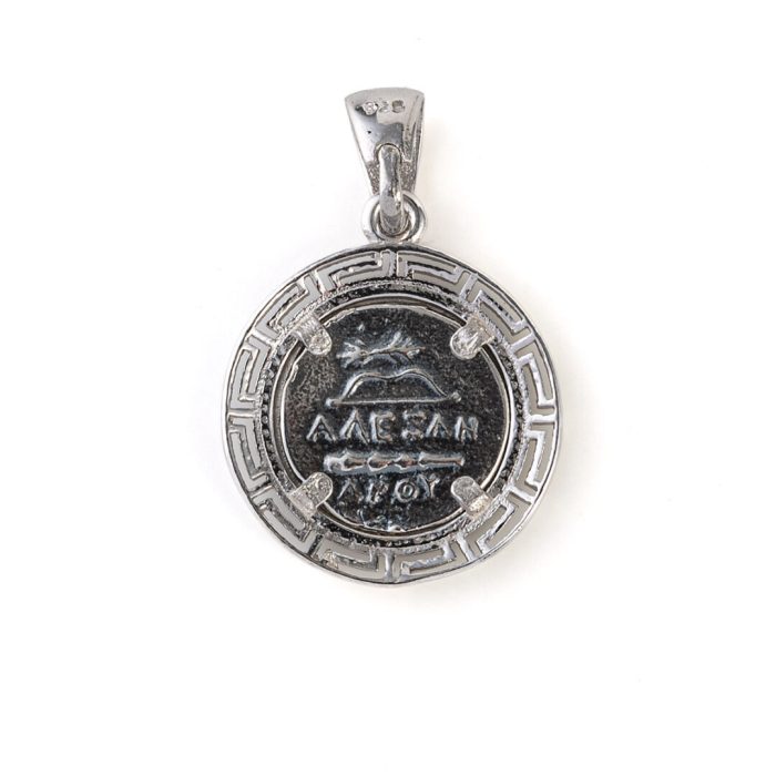 Hercules Pendant with Meander Bezel - 925 Sterling Silver Gold Plated - Image 4