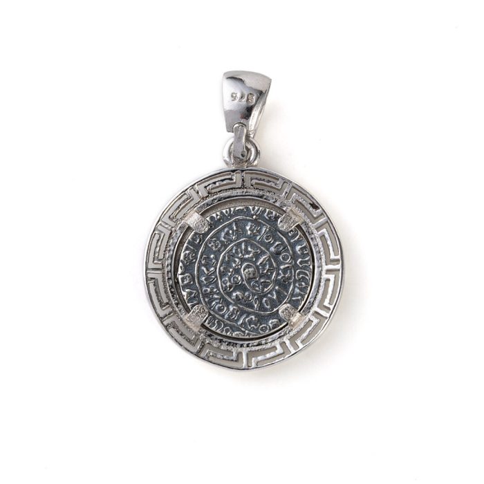 Minoan Phaistos Disc Pendant with Meander Bezel – 925 Sterling Silver - Image 2