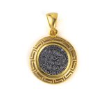 Minoan Phaistos Disc Pendant with Meander Bezel – 925 Sterling Silver - Image 3
