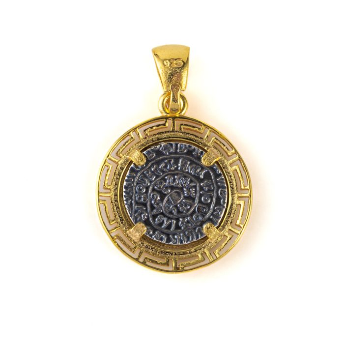 Minoan Phaistos Disc Pendant with Meander Bezel – 925 Sterling Silver - Image 4