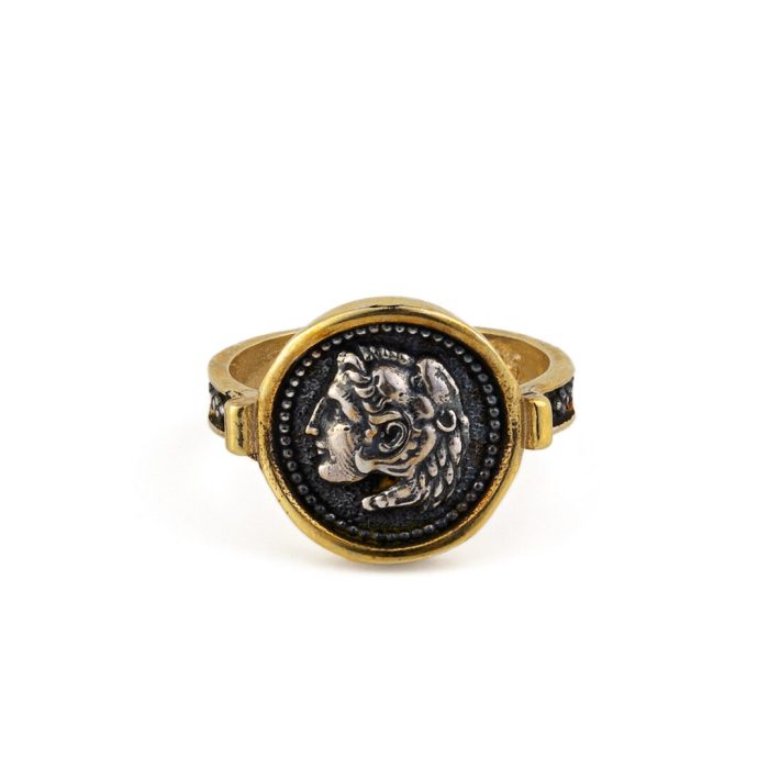 Hercules coin Ring - 925 Sterling Silver and Gold Plated - Image 1