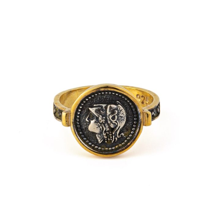 Athena the Goddess Ring - 925 Sterling Silver and Gold Plated - Image 1