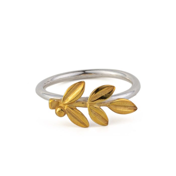 Leaf Ring - Sterling Silver and Gold Plated - Image 1