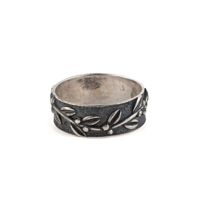 Olive Leaves Band Ring – 925 Sterling Silver - Image 1