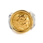 Hercules Coin Sterling Silver Gold Plated Ring