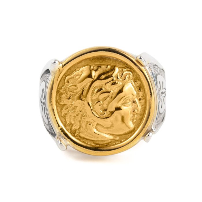 Hercules Coin Sterling Silver Gold Plated Ring - Image 1