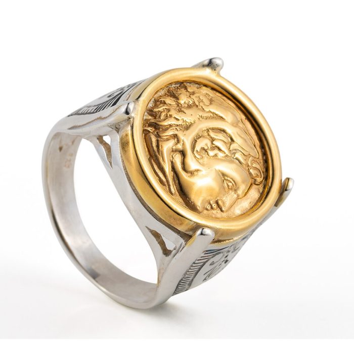 Hercules Coin Sterling Silver Gold Plated Ring - Image 4