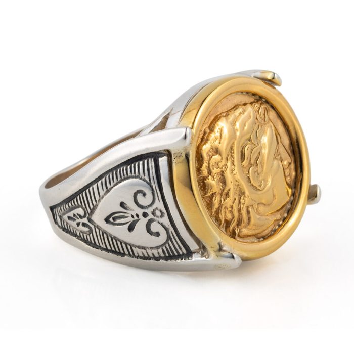 Hercules Coin Sterling Silver Gold Plated Ring - Image 5