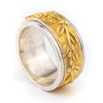 Sterling Silver Gold Plated Olive Leaf Round Ring - Image 3