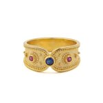 Byzantine Ring with Zircon Stones - Sterling Silver and 18K Gold Plating