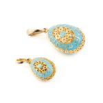 14k Gold Meander Filigree Egg Pendant with Turquoise Enamel - Image 4