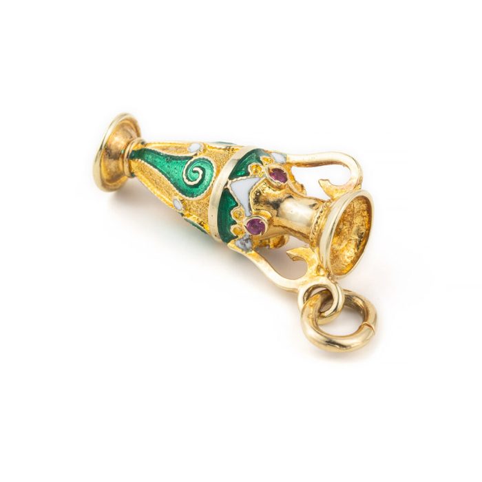 14k Gold Pendant Amphora with enamel - Image 2