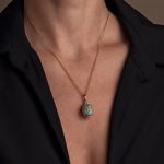 14k Gold Meander Filigree Egg Pendant with Turquoise Enamel - Image 2