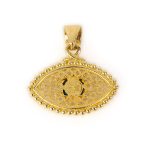 14K Gold Filigree Byzantine Evil Eye Pendant - Image 6