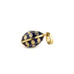 Egg Cross Pendant Necklace with Enamel - Sterling Silver and Gold Plated - Image 4