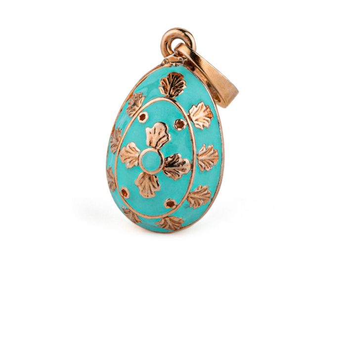 Egg Cross Pendant Necklace with Enamel - Sterling Silver and Gold Plated - Image 3