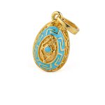 Greek Key Egg Pendant Necklace with Enamel - Sterling Silver and Gold Plated - Image 3