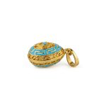 Greek Key Egg Pendant Necklace with Enamel - Sterling Silver and Gold Plated - Image 2