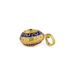 Greek Key Egg Pendant Necklace with Enamel - Sterling Silver and Gold Plated - Image 4