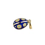 Egg Pendant Necklace with Flowers - Sterling Silver Gold Plated and Enamel - Image 3