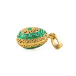 Greek Key Egg Pendant Necklace in 925 Sterling Silver - Image 2