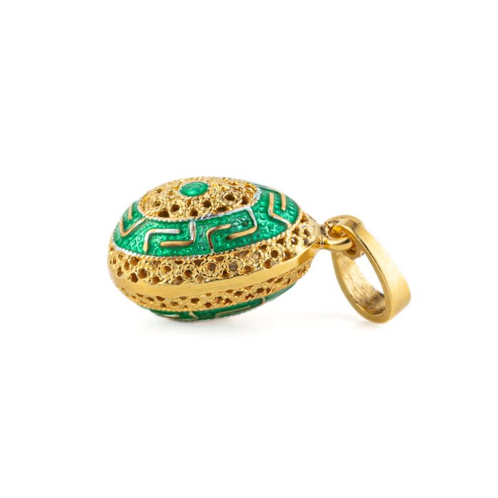 Greek Key Egg Pendant Necklace in 925 Sterling Silver - Image 2