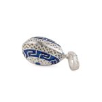 Greek Key Egg Enamel Pendant Necklace – 925 Sterling Silver - Image 2