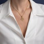 18K Gold Filigree Cross with Stones - Image 2