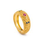 Sterling Silver Gold Plated Byzantine Ring with Swarovski crystals - Image 2