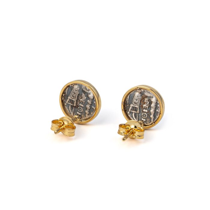 Hercules Coin Earrings - 14K Gold and Sterling Silver - Image 3